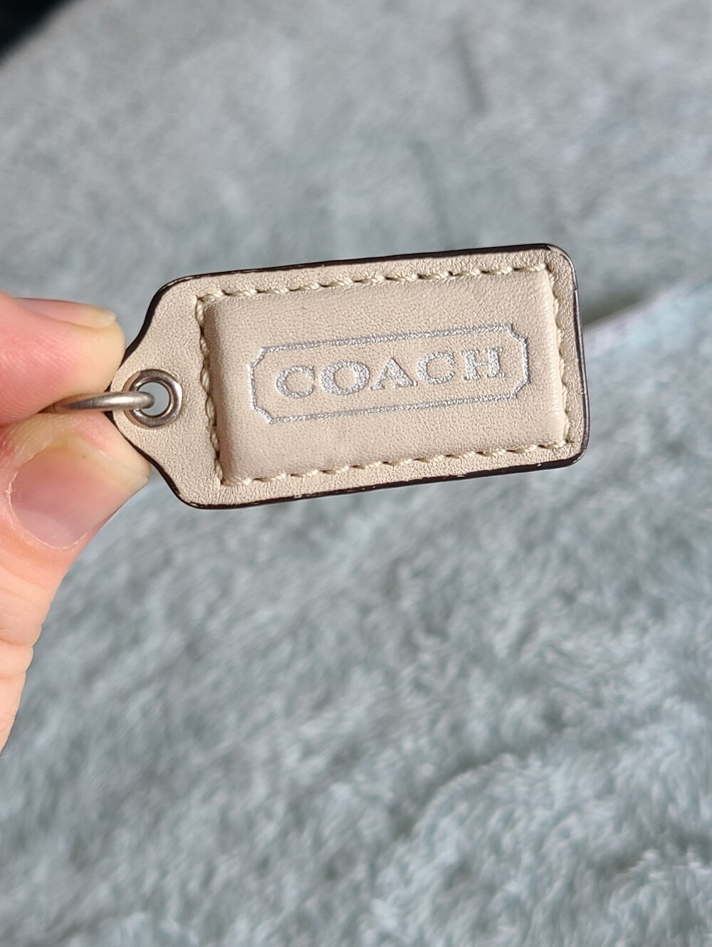 Coach White Leather Bag Tag